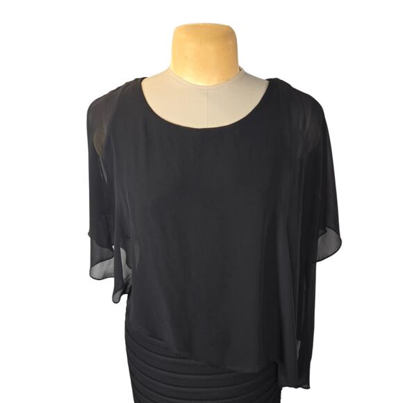 Scarlett Womens 8 Black Chiffon Cape Overlay Sheath Dress Witchy Whimsigoth - Picture 3 of 16